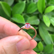 Dainty Oval Cut Lab-Grown Alexandrite Ring | 1.0ct Tiny Marquise Cluster Botanical Accents